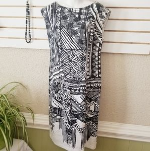 Donna Morgan tribal 100% Linen shift dress size 8